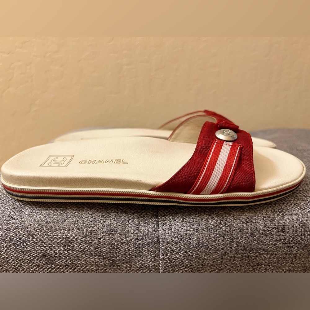 Chanel Red Slide Sandals - Picture 4 of 8